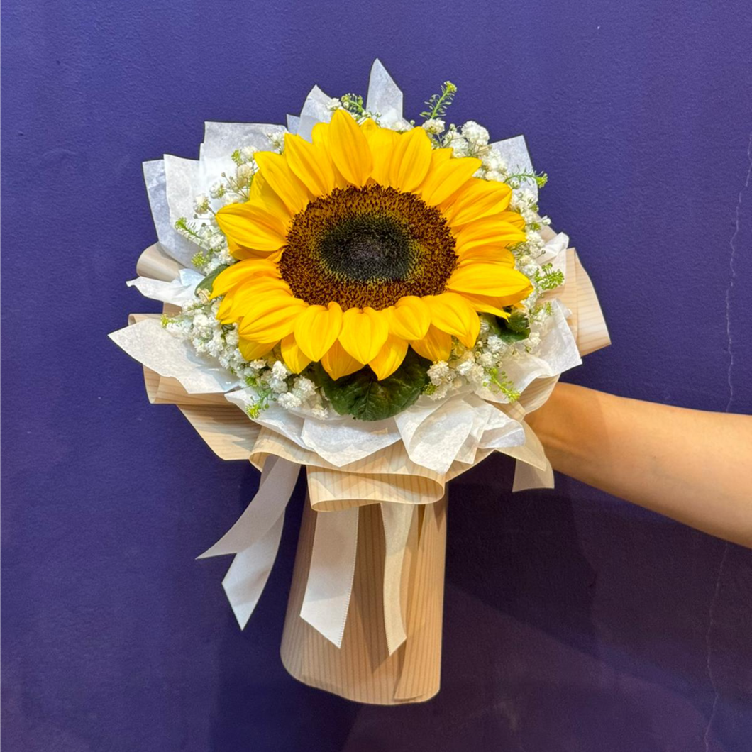 (FFBQ-MM-SF-BB) Fresh Flower Bouquet : Sunflower with Baby Breath