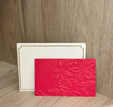 Small Gift Card - (9cm x 5.5cm) 1s - Embossed Poinsettia with berries