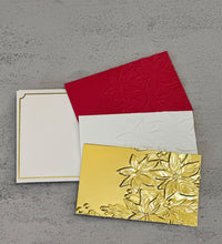 Small Gift Card - (9cm x 5.5cm) 1s - Embossed Poinsettia with berries