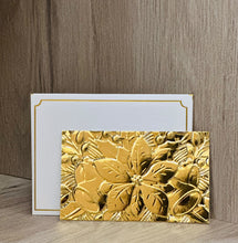 Small Gift Card - (9cm x 5.5cm) 1s - Embossed Poinsettia with bells