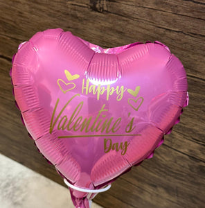 10" Foil balloon on stick -  Happy Valentine's Day