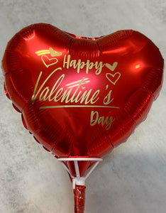 10" Foil balloon on stick -  Happy Valentine's Day