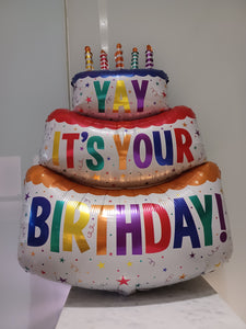 Large Foil Happy Birthday Cake