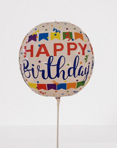 20" Round Balloon - Happy Birthday Colourful