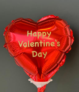 5" Foil balloon on stick -  Happy Valentine's Day