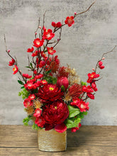 Artificial floral arrangement - Square Container (Cherry Bloom with Peonies)