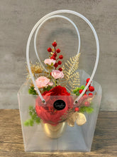 Artificial floral arrangement - Round Container (Peonies)