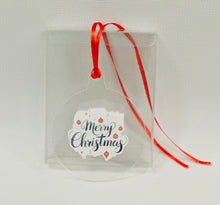 Christmas Ornament: Clear acrylic with colourful sticker - 1s