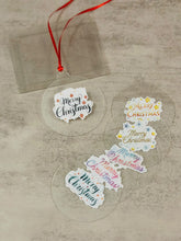 Christmas Ornament: Clear acrylic with colourful sticker - 6s