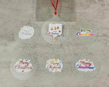 Christmas Ornament: Clear acrylic with colourful sticker - 1s