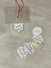 Christmas Ornament: Clear acrylic with colourful sticker - 6s