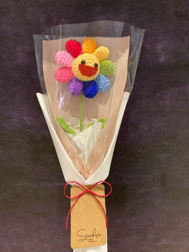 Crochet: Colourful Sunflower with Smiley face