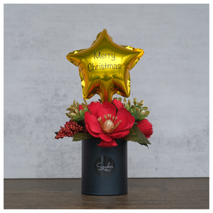 Christmas Round Bloom Box (P) - Artificial Flower with foil balloon BL01