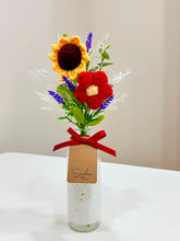 Mini Bottle with Crochet Flowers (2 Stalk Crochet-C1): Sunflower
