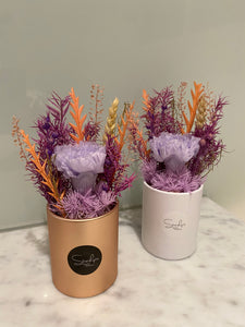 (RDBB-CNSC-P) Round Bloom Box - Preserved Flower: Single Colour Carnation