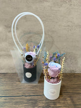 (RDBB-PFDR-P) Round Bloom Box - Preserved Flower: Dual tone/ Rainbow Colour Rose