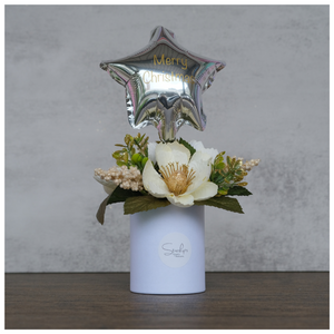 Christmas Round Bloom Box (P) - Artificial Flower with foil balloon BL01