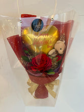 Valentine's Day balloon bouquet with artificial flower and mini bear