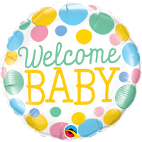 18" round Welcome Baby (Colorful Dot_QT)