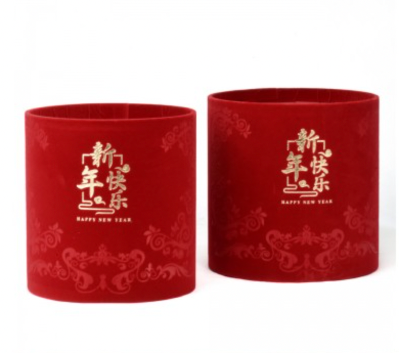 CNY Round Velvet Cylinder Box (set of 2)