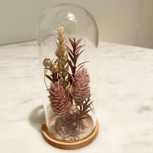 Mini Glass Dome (4cm x 9cm H) with preserved & dried flowers
