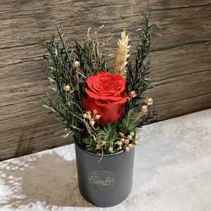 (RDBB-PFSC-P) Round Bloom Box - Preserved Flower: Single Colour Rose