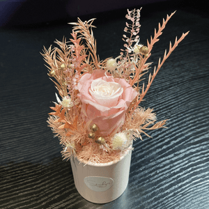 (RDBB-PFDR-P) Round Bloom Box - Preserved Flower: Dual tone/ Rainbow Colour Rose