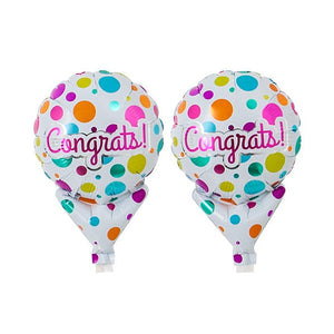 5" Foil Round Congrats Colourful Dots on White (TX)
